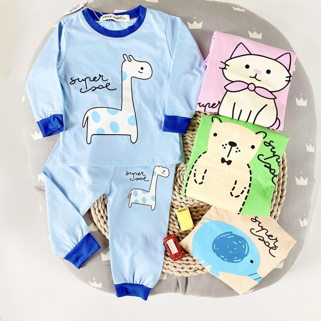 (7-18KG) Bộ dài tay vải cotton cho bé - MINKY MOM