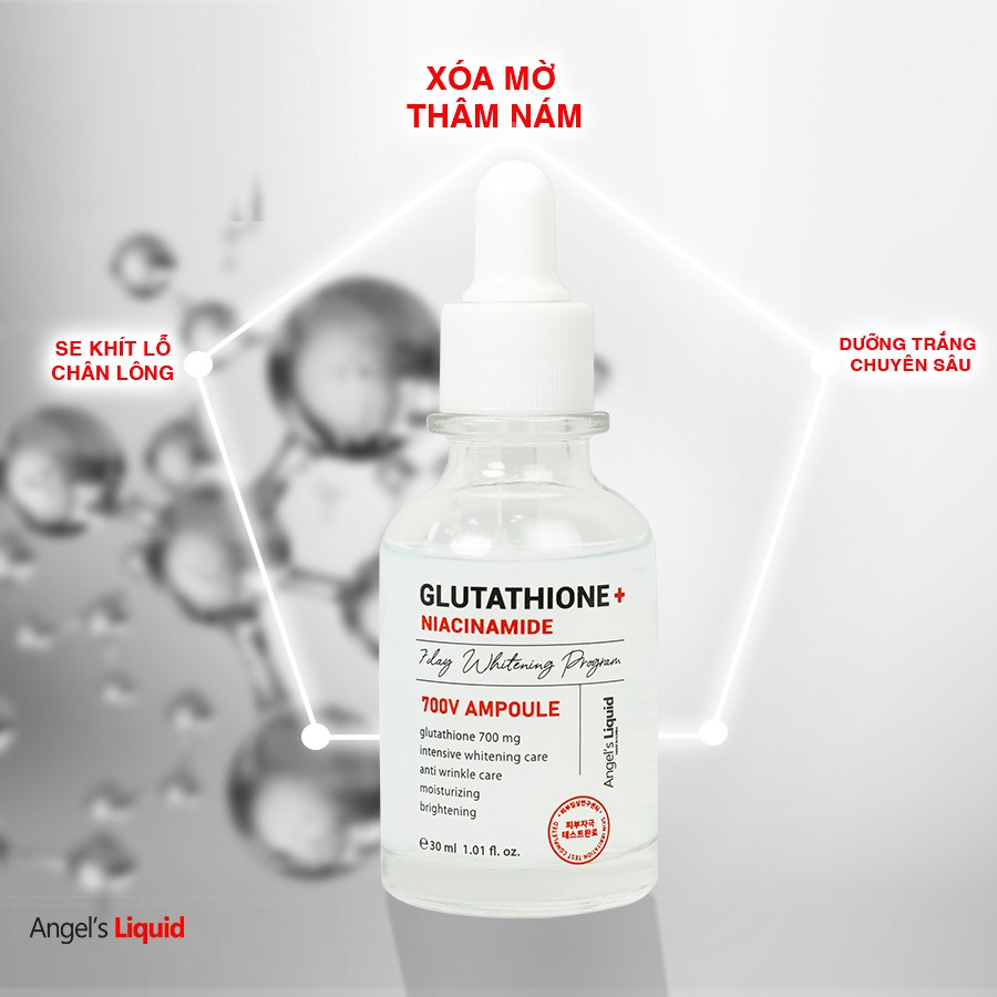Serum Dưỡng Trắng Da, Cấp Ẩm Đa Tầng 7Day Angel's Liquid Whitening Program Glutathione + Niacinamide 700V-ampoule 30ml