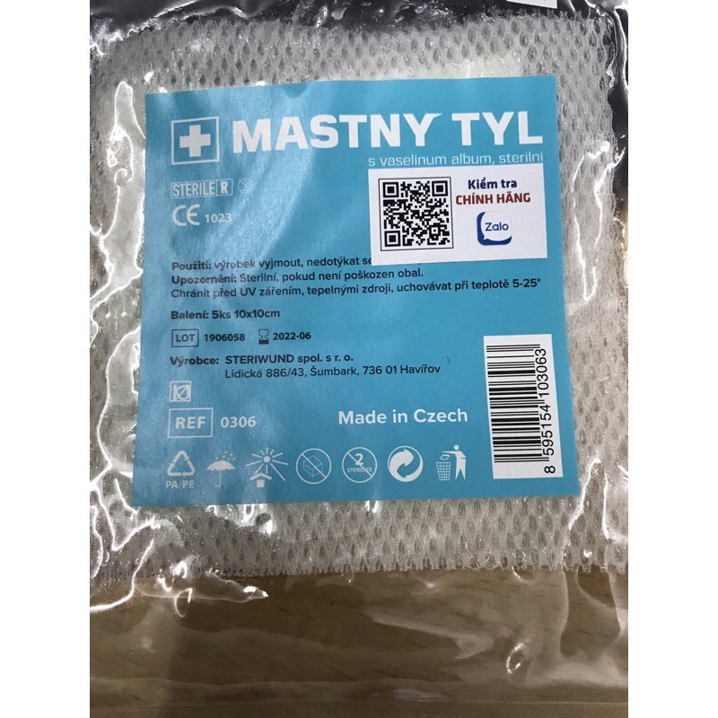 Gạc vaseline MASTNY - Băng vết thương, bỏng, vết loét, chống dính khi thay băng