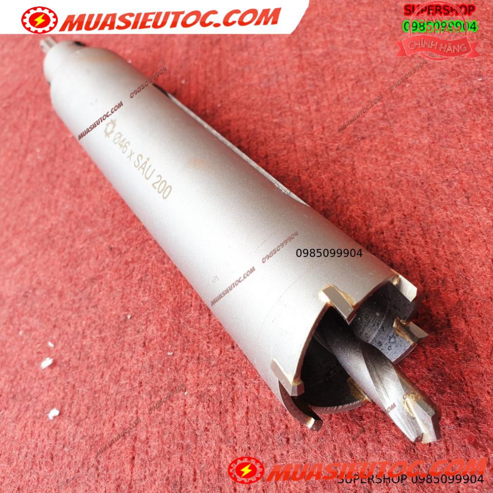 Mũi khoan rút lõi khoét tường gạch sâu Phi 46 x 200 mm không khoan bê tông, không khoan chế búa