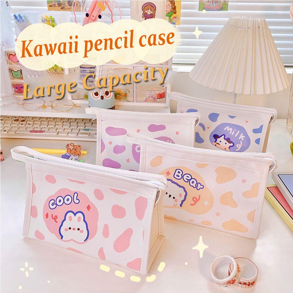 Túi Đựng Bút Chì / Mỹ Phẩm Chống Thấm Nước Đa Năng In Họa Tiết Bò Sữa Dễ Thương