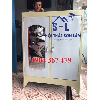 Tủ 2 cánh 1m2 sắt sơn 2 lớp đựng quần áo