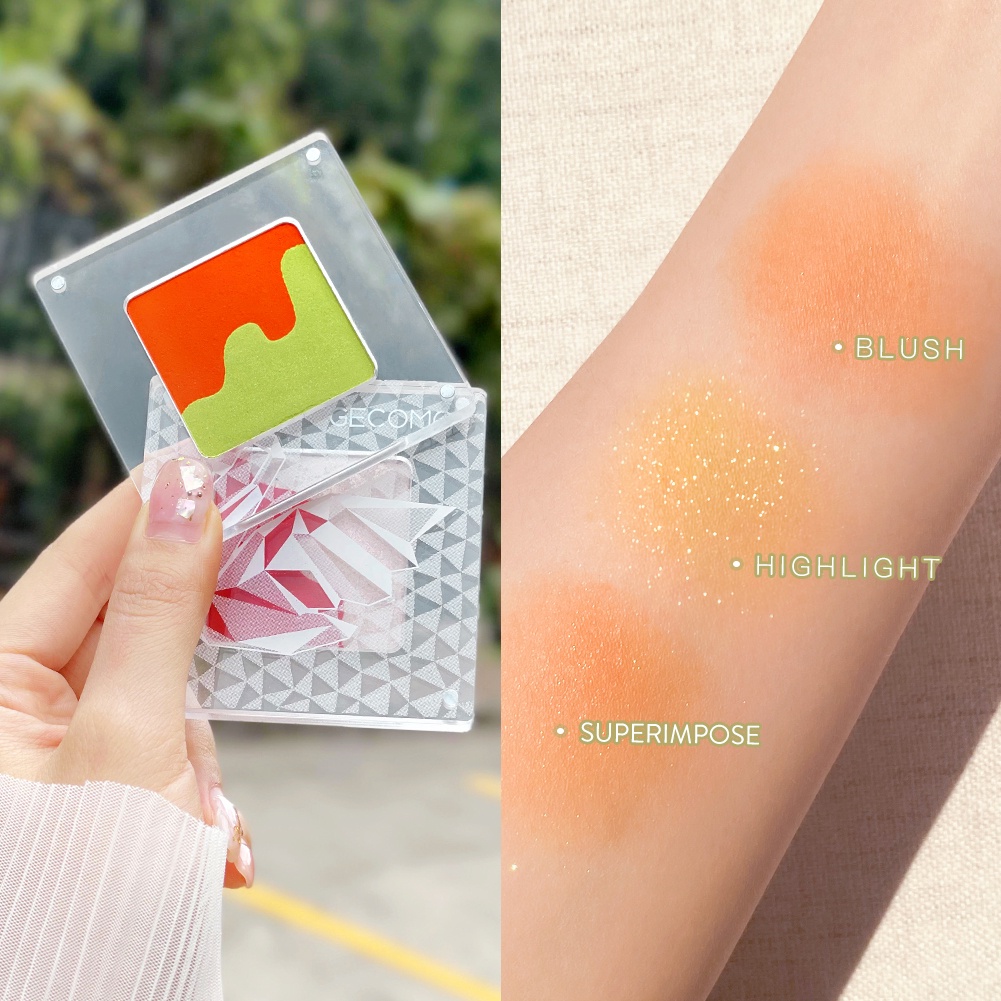 Phấn Má Hồng GECOMO 2 Trong 1 Màu Ánh Ngọc Trai Lấp Lánh