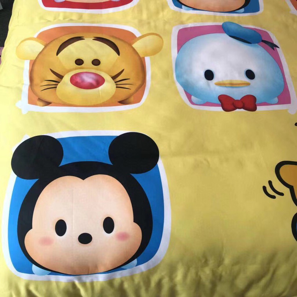 Bộ chăn ga lụa cotton disney cao cấp mẫu hổ vịt