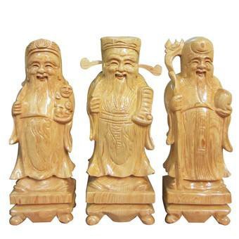 Tượng gỗ Tam Đa Phúc Lộc Thọ Gỗ Pơmu Nội Thất cao 25cm