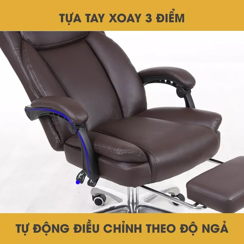 Ghế giám đốc PeHouse ngả lưng135 độ, có gác chân, ghế phủ da PU cao cấp, chân ghế kim loại - T8098