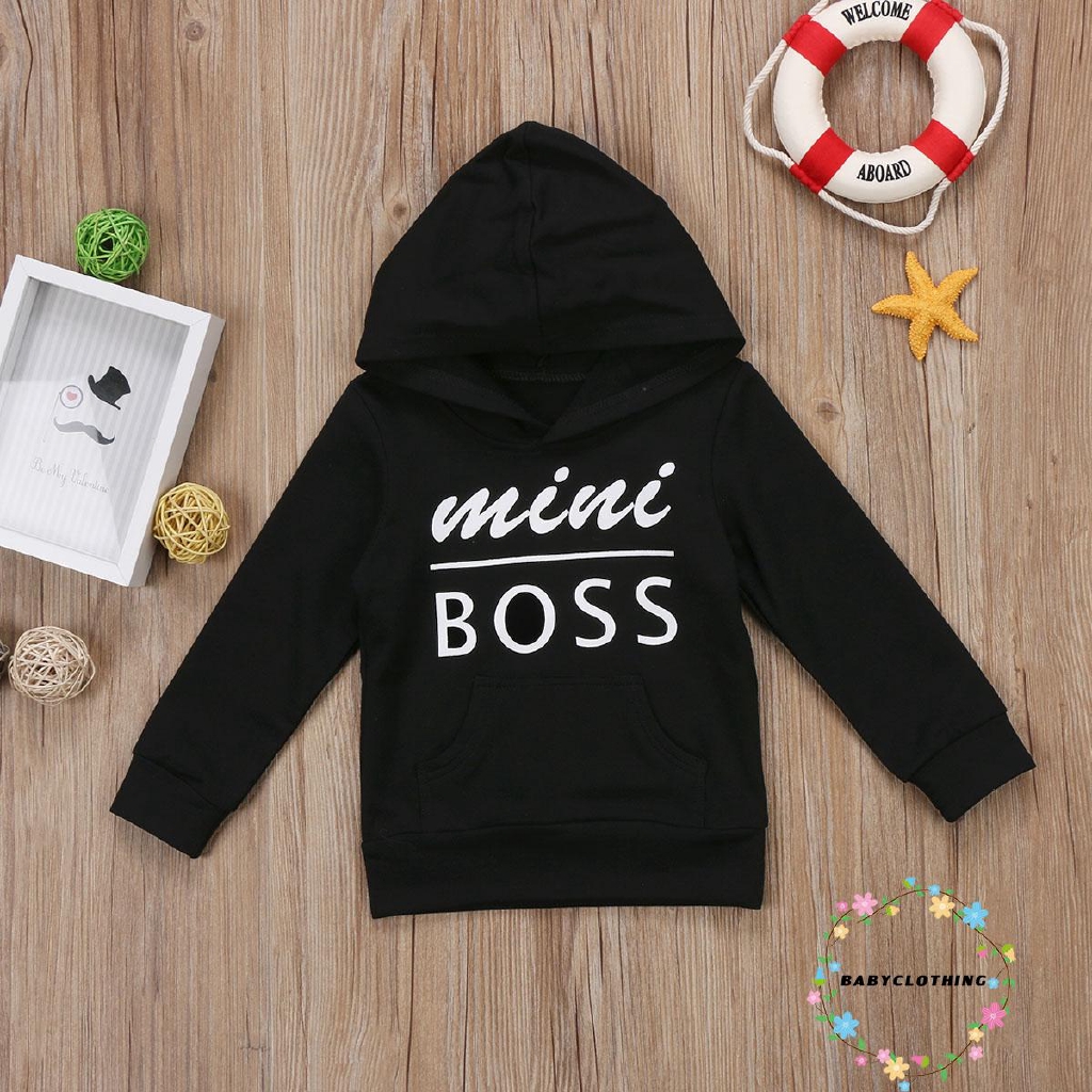 Áo hoodie hoạ tiết chữ Mini Boss dễ thương dành cho bé 0-5 tuổi