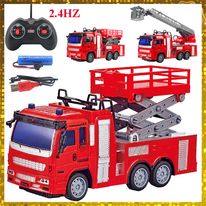 Bộ 3 xe cứu hộ điều khiển từ xa, Xe cứu hỏa điều khiển, xe thang cứu hộ điều khiển, xe nâng điều khiển