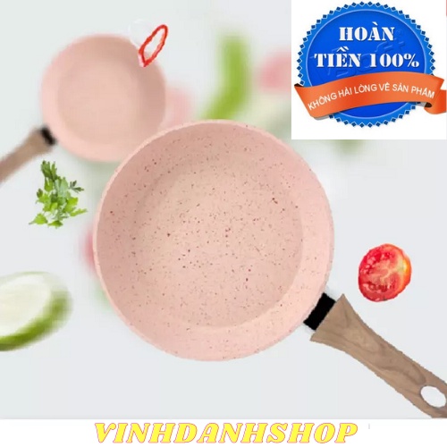 [ 𝑯𝑨̀𝑵𝑮 𝑪𝑨𝑶 𝑪𝑨̂́𝑷 ] Chảo Đá Chống Dính Cán Vân Gỗ Cao Su Siêu Bền Dùng Tất Cả Bếp Gas, Bếp Từ, Bếp Điện Size 16cm