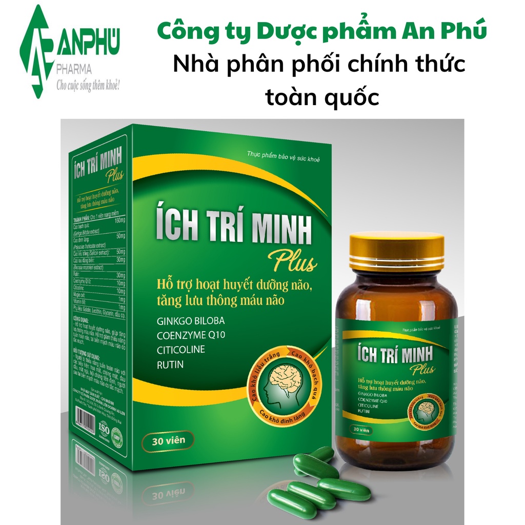 Ích Trí Minh Plus-Hoạt Huyết Dưỡng Não, Tăng Lưu Thông Máu Não, dùng khi Tiền Đình, Hoa Mắt, Chóng Mặt, Đau Đầu, Mất Ngủ