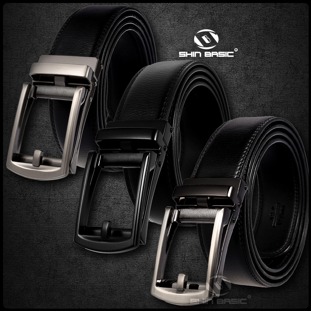 Dây Thắt Lưng, Nịt Nam Da Bò Cao Cấp - ShinBasic, Bảng Khoá Tự Động, Thời Trang Công Sở,  BELTS21BAS09