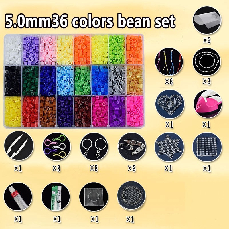 Bộ Đồ Chơi Hạt Nhựa 5Mm Kèm Phụ Kiện Độc Đáo Cho Bé