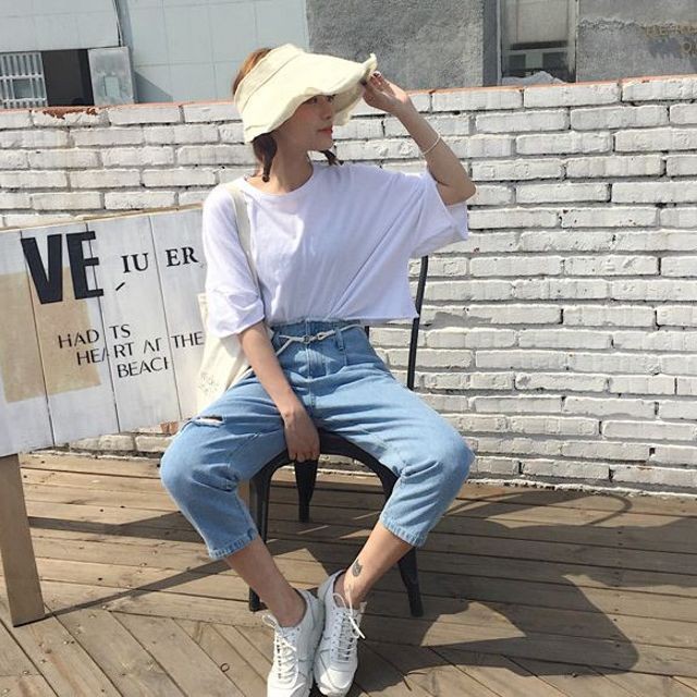 [Hàng có sẵn-Video thật] Quần jeans nữ Baggy rách Ulzzang Quảng Châu QDJ12 (Mom Jeans) | BigBuy360 - bigbuy360.vn