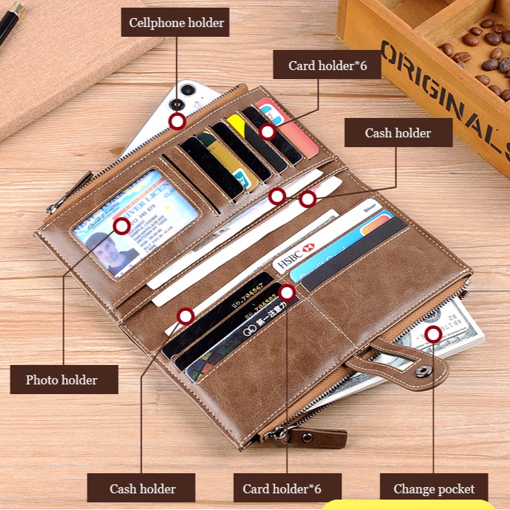 Ví Da Dài Thời Trang Dành Cho Nam Giá Đỡ