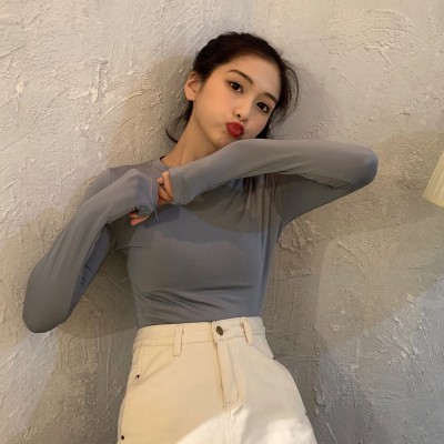 NRVP Áo Sweater Nữ Tay Dài Dáng Rộng Màu Trơn Thời Trang