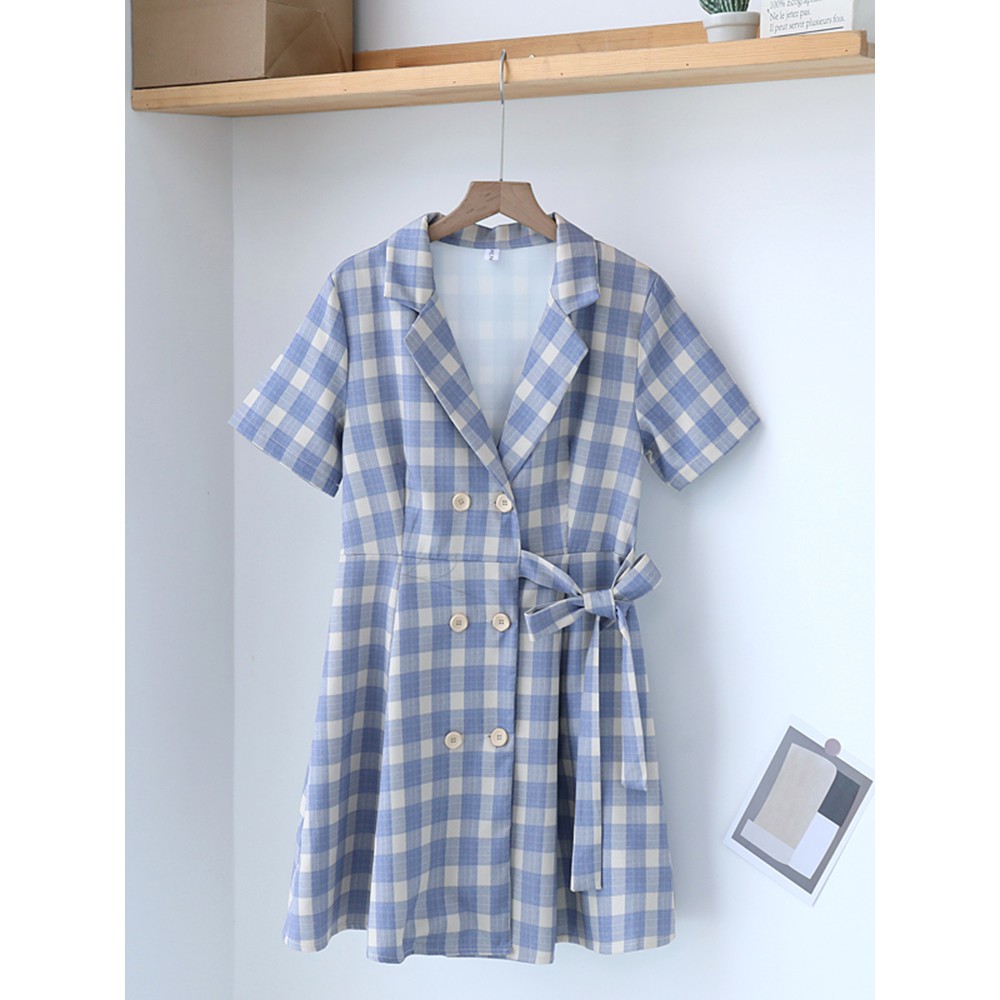 (girlxinhshop)- Đầm kẻ sọc xanh ( hình thật shop tự chụp )