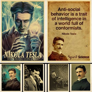 Poster Dán Tường Trang Trí In Hình Tesla Phong Cách Retro