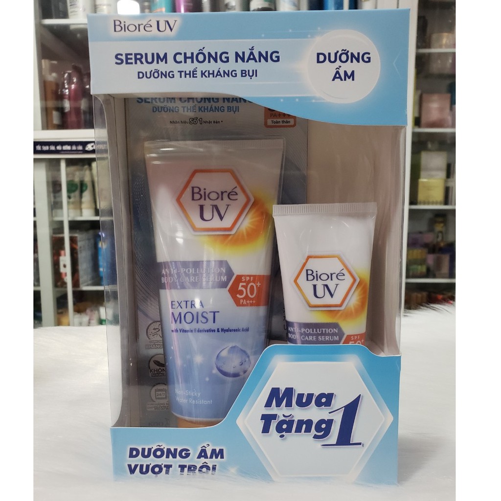 Serum chống nắng Biore UV Anti Pollution Body Care Extra Moist SPF 50+/PA+++ 150ml