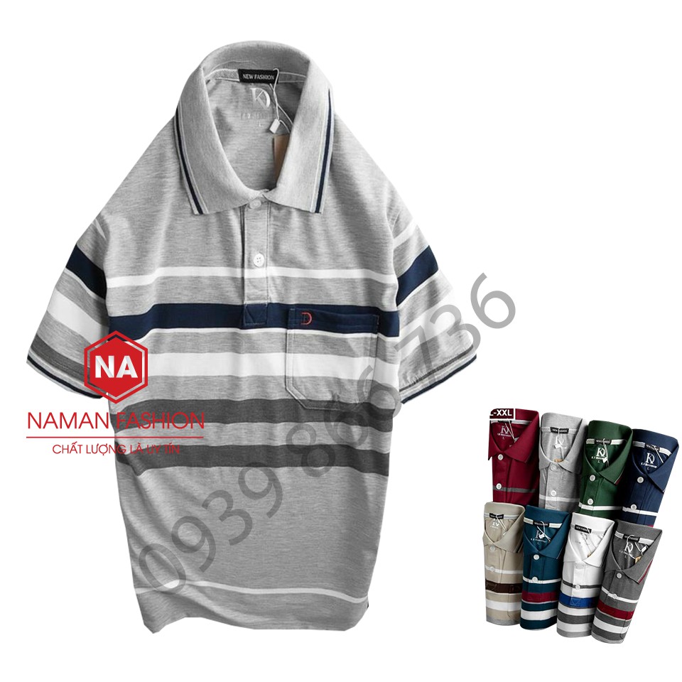 Áo Polo nam cổ bẻ phối có túi trung niên vải cá sấu Cotton xuất xịn,chuẩn form,sang trọng-lịch lãm -POLO NAM | BigBuy360 - bigbuy360.vn