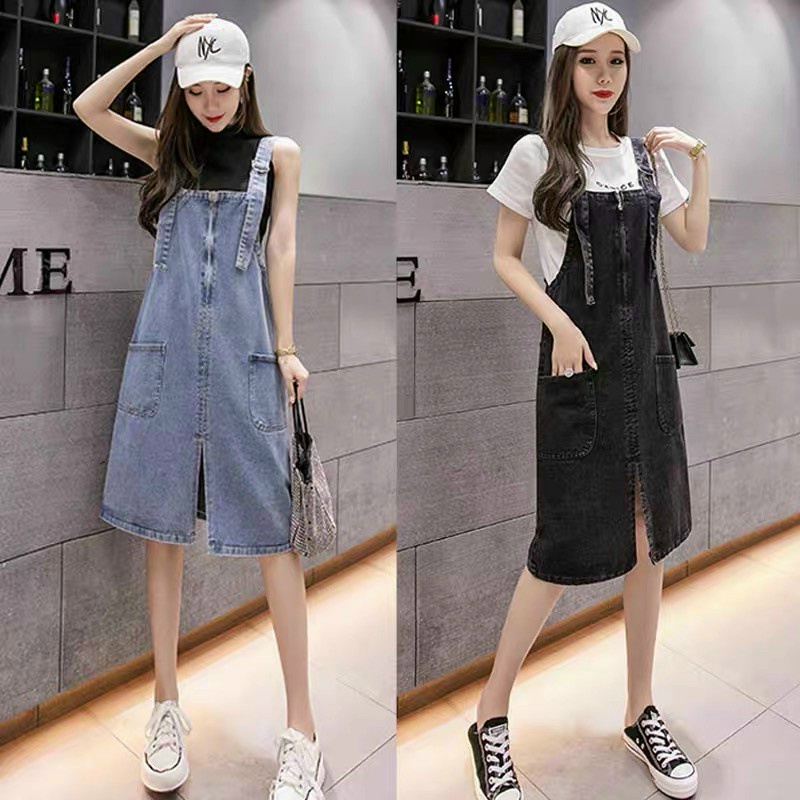 Váy yếm jeans nữ 2 dây, váy yếm bò ngắn Ulzzang Hàn Quốc phong cách dễ thương, cá tính, chất liệu denim cao cấp, dày dặn