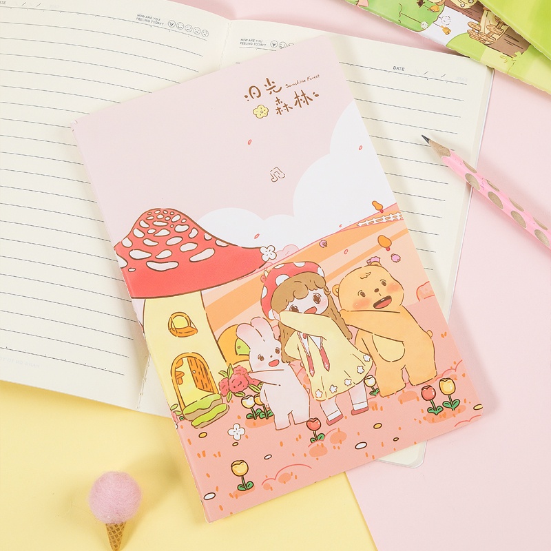 Vở may gáy B5/40 trang Guangbo - hình cô gái cùng những người bạn gấu và thỏ 60183-19