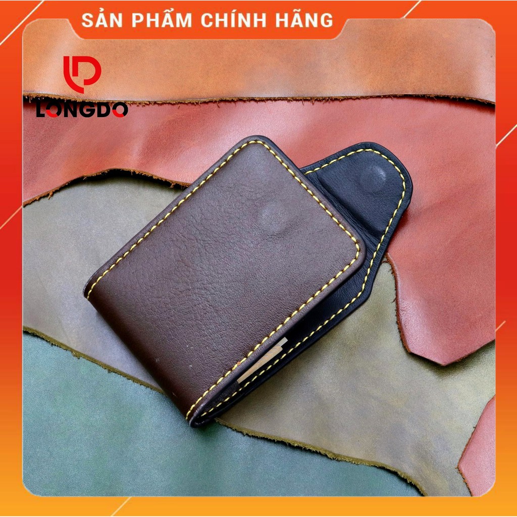 Ví Sen 5 Cao Cấp - Cam Kết Da Thật 100% - Ví Mini Nam Màu Chocolate Hàng Chính Hãng Thương Hiệu Longdo Leather Uy Tín