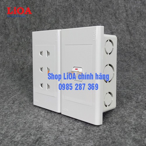 Combo ổ cắm điện ba 2 chấu LiOA 16A 3520W + 1 công tắc điện - Lắp âm tường