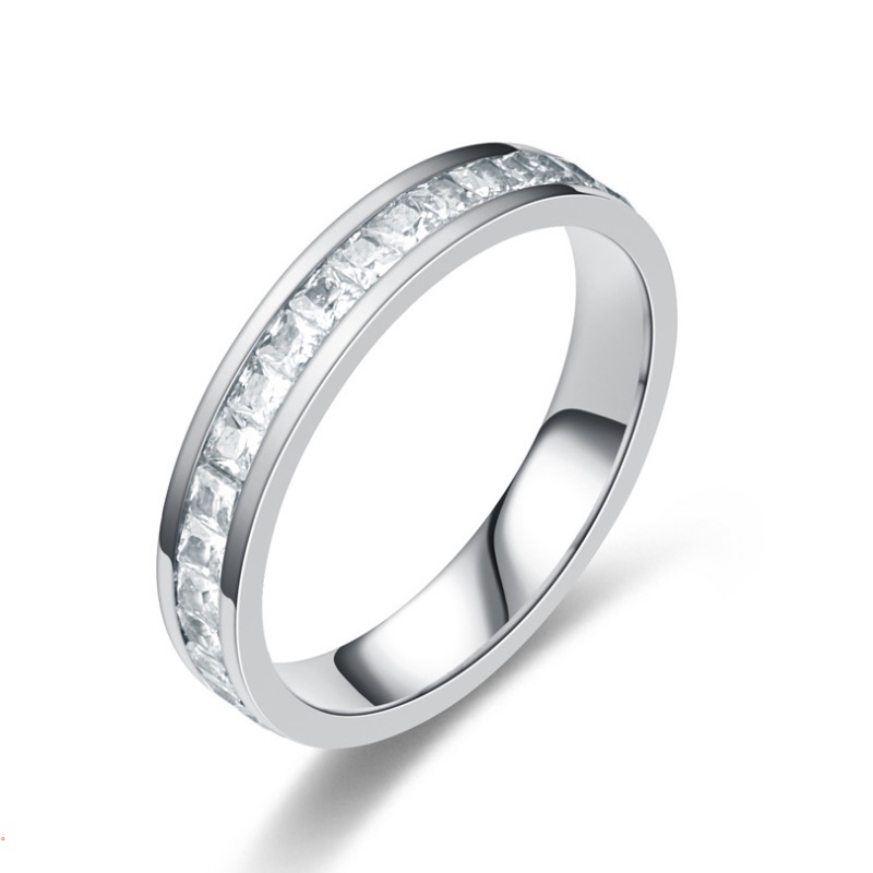 Nhẫn Thép Titan Dát Đá Zircon