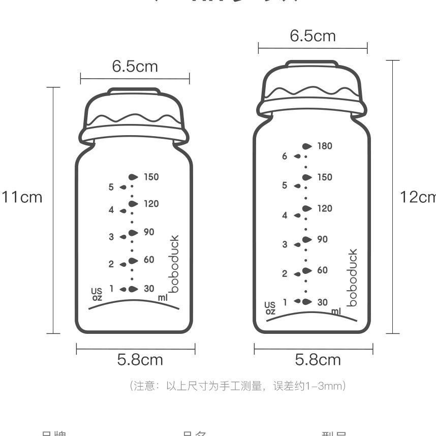 Bình trữ sữa thuỷ tinh Boboduck 150ml/180ml