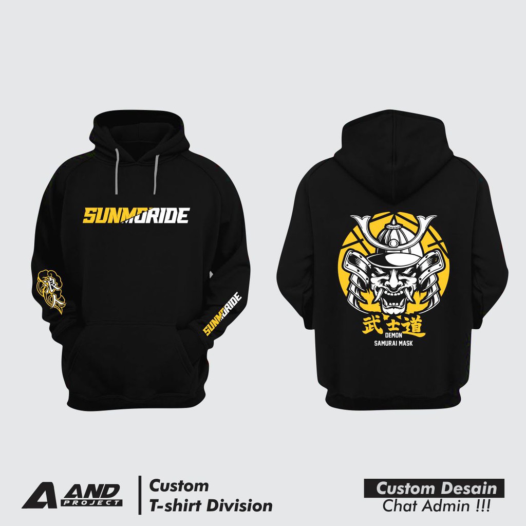 Áo Hoodie In Hình Mặt Nạ Samurai Màu Vàng Size M - 2xl