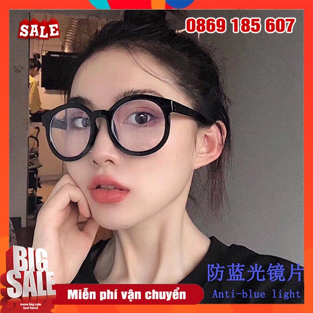 Mắt Kính Nữ Thời Trang Nam Nữ Giả Cận Gọng Tròn, Mắt Kính Không Độ Chống Tia UV Bảo Vệ Đôi Mắt