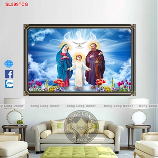 Tranh dán tường 3D Gia đình thánh gia -SL599TCG- Tranh 3D công giáo Song Long Decor