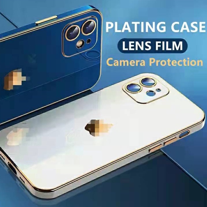 Ốp điện thoại chống sốc mạ viền sang trọng thích hợp cho iPhone 13 12 11 Pro Max XR X XS MAX 7 8 Plus + miếng dán camera