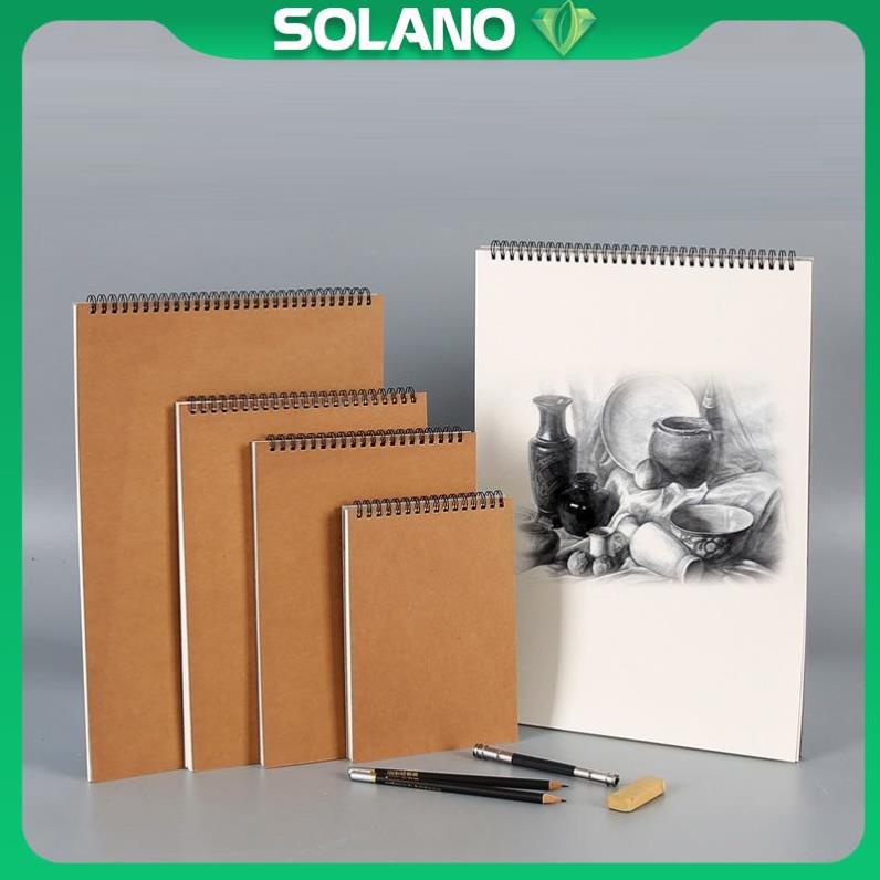 Sketchbook KOLANO sổ vẽ phác thảo, ký họa 100 trang A4, A5 gáy xoắn bìa cứng trơn 160g SN-001372