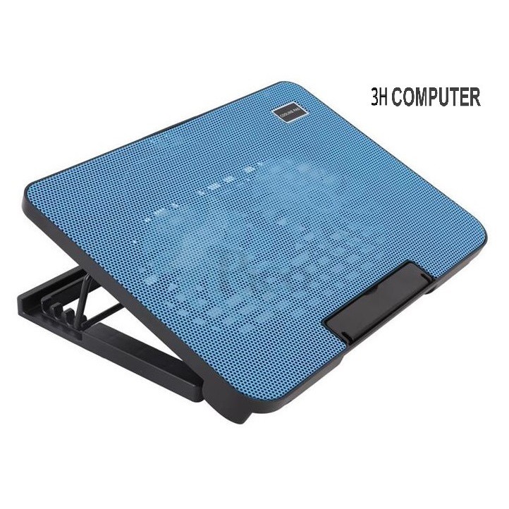 Đế tản nhiệt Laptop Cooling Pad N99 - 2 quạt, đèn led, có nấc nâng lên hạ xuống cho laptop từ 10-17 inch