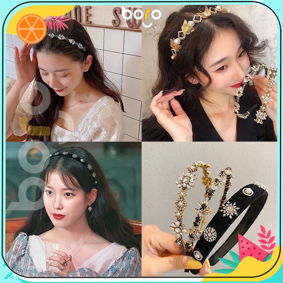 Bờm tóc đính đá siêu sang thời trang Hàn Quốc