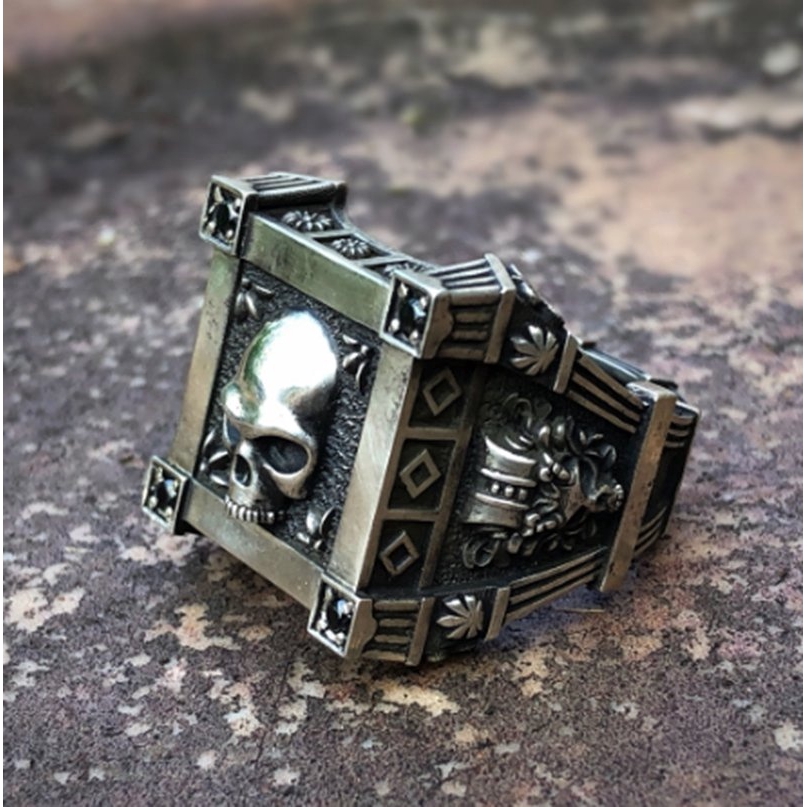 Nhẫn Đeo Tay Kim Loại Tạo Hình Đầu Lâu Cá Tính Cho Nam Nữ