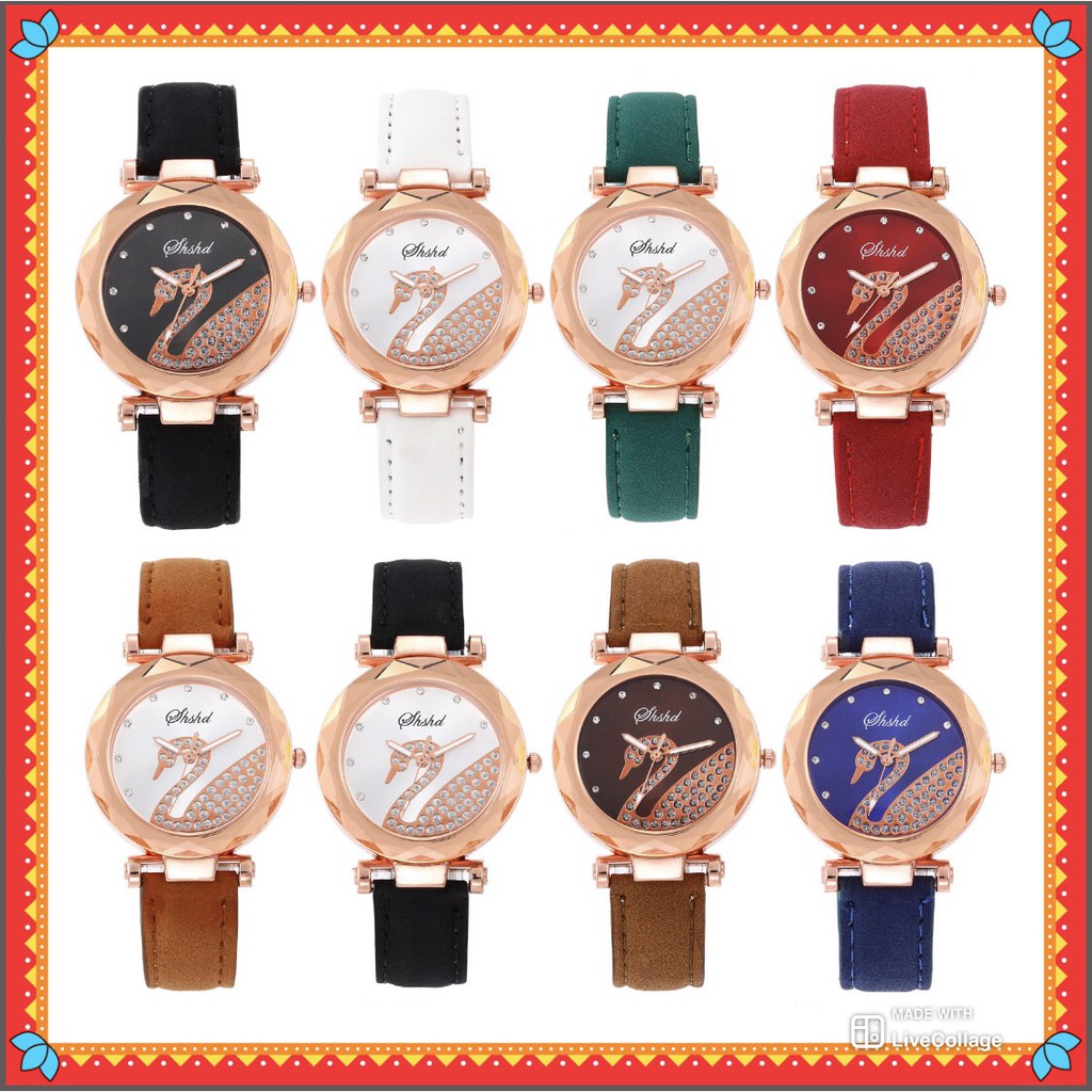 ĐỒNG HỒ NỮ DÂY DA SHDHD MẶT THIÊN NGA D382 SIÊU ĐẸP