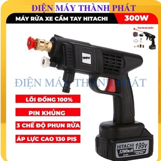 Máy xịt rửa xe áp lực cao bọt tuyết HITACHI 199V cầm tay sạc pin dùng gia đình