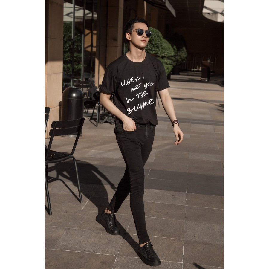 Áo thun phông nam form rộng Familylove - Mẫu áo thun nam tay lỡ When i met you in summer chất Cotton 100% cao cấp