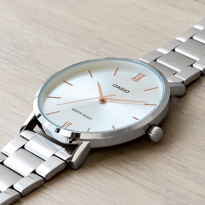 Đồng hồ đôi nam nữ dây kim loại Casio Anh Khuê MTP/LTP VT01D-7B