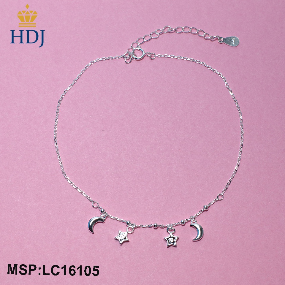 Lắc chân bạc 925 dành cho nữ hình Trăng và Sao nhỏ xinh LCB16105 - Trang sức HDJ