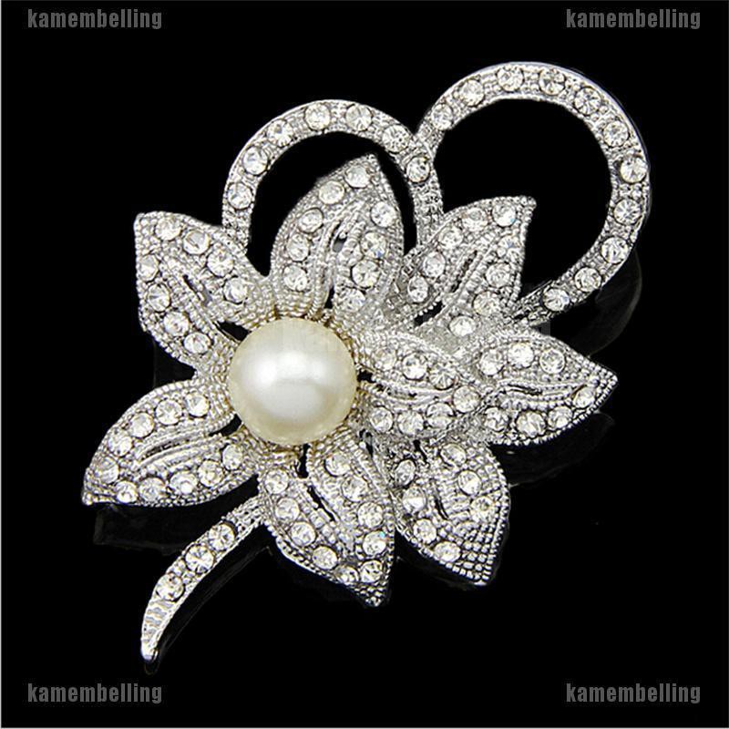 [KAM] Trâm Cài Áo Hình Hoa Đính Đá Và Ngọc Trai Nhân Tạo Kiểu Dáng Mới