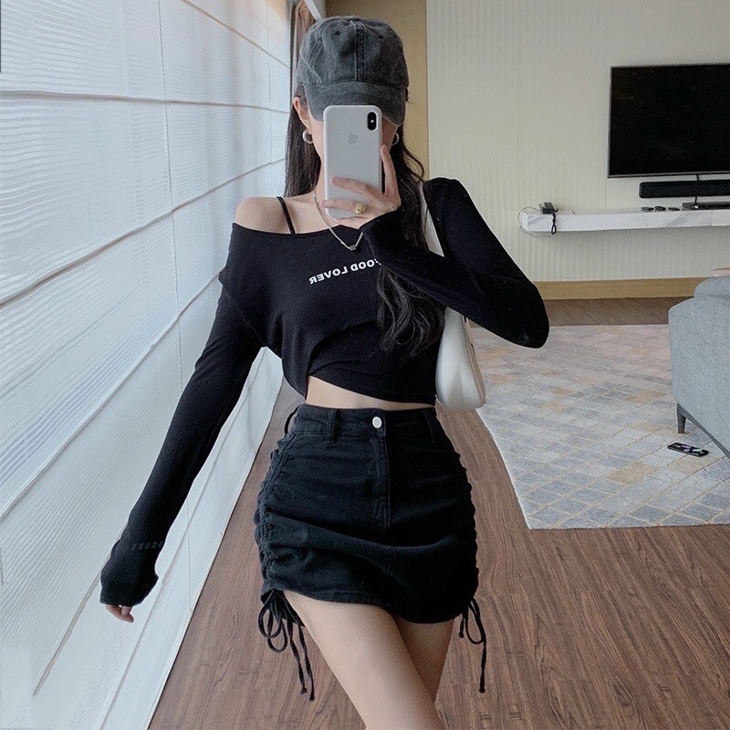 CHÂN VÁY KAKI RÚT DÂY XINH ĐẸP