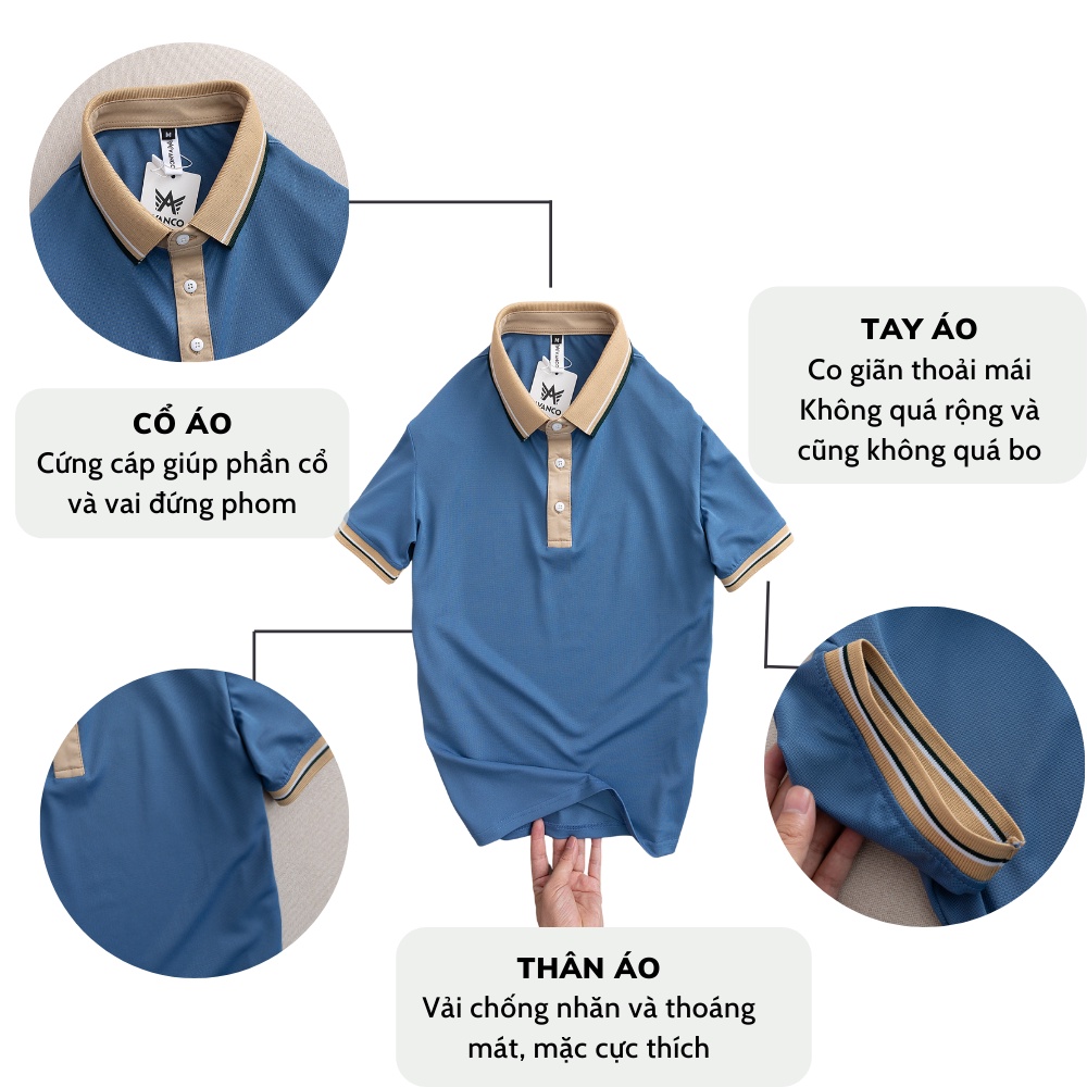 Áo thun polo nam có cổ Avanco cao cấp, vải cotton co giãn mặc cực thoáng mát, chống nhăn và bền màu