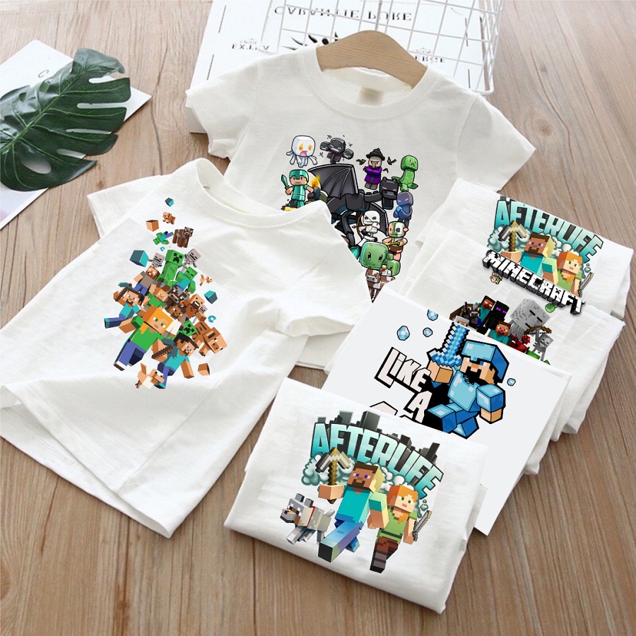 Áo thun trẻ em 💖Áo cotton mát mịn họa tiết Minecraft lego mô hình dễ thương cho bé trai và bé gái - SSSHOP