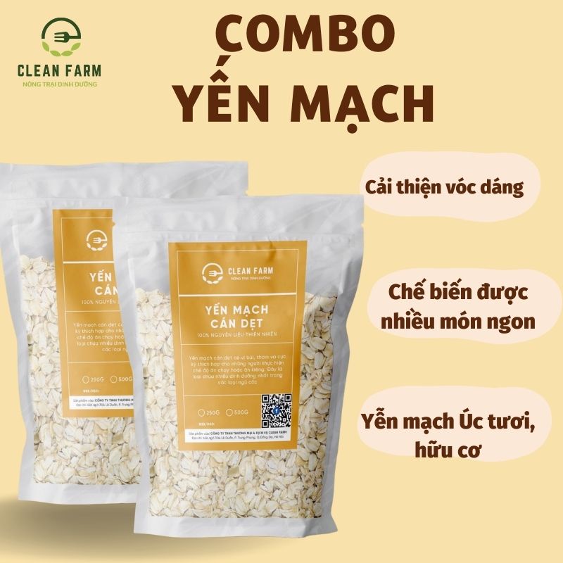 Combo Yến Mạch Hữu Cơ RAINBOW, Yến Mạch Úc Tươi, Cán Dẹt, Giàu Chất Xơ