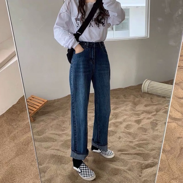 Size S (sẵn) | Quần jeans ulzzang ống rộng MS1838 | BigBuy360 - bigbuy360.vn