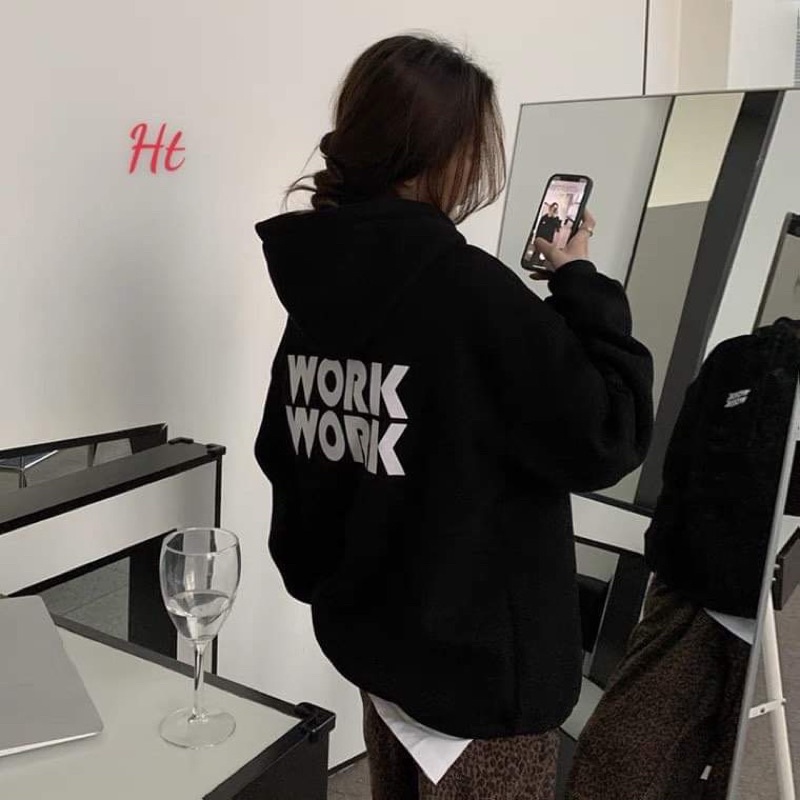 Áo hoodie Work in 2 mặt H26