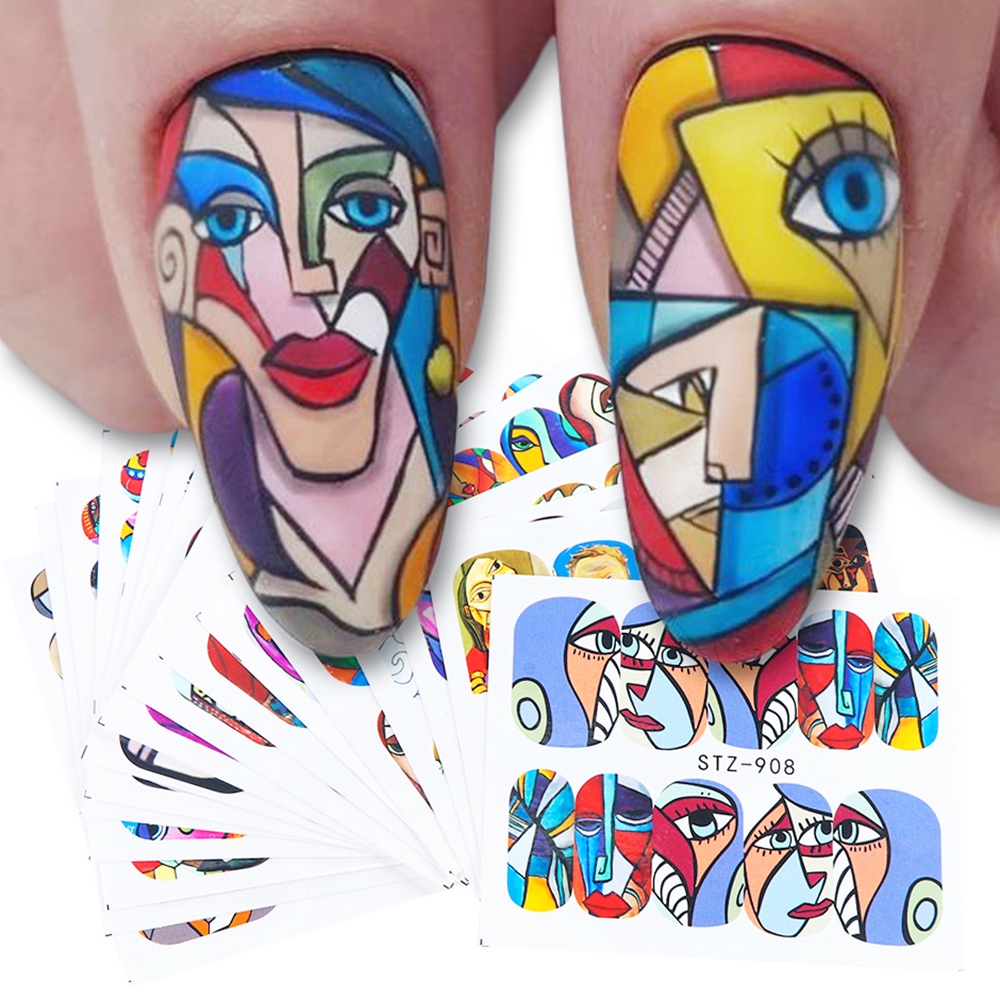 [Hàng mới về] Hình dán móng tay hình khuôn mặt trừu tượng của cô gái